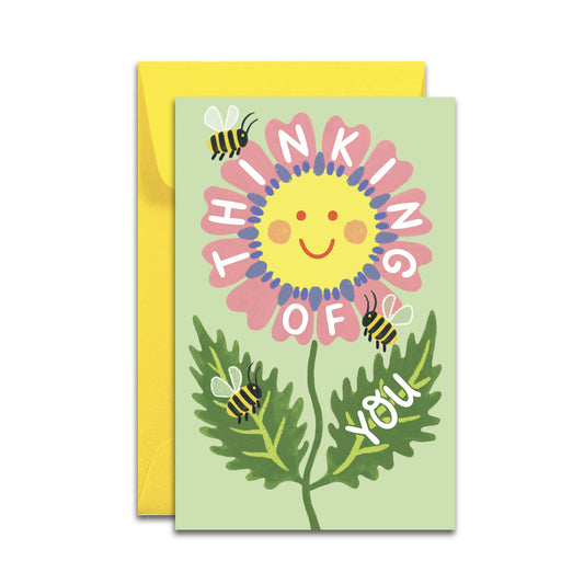 RETRO SMILEY FACE FLOWER - THINKING OF YOU MINI CARD