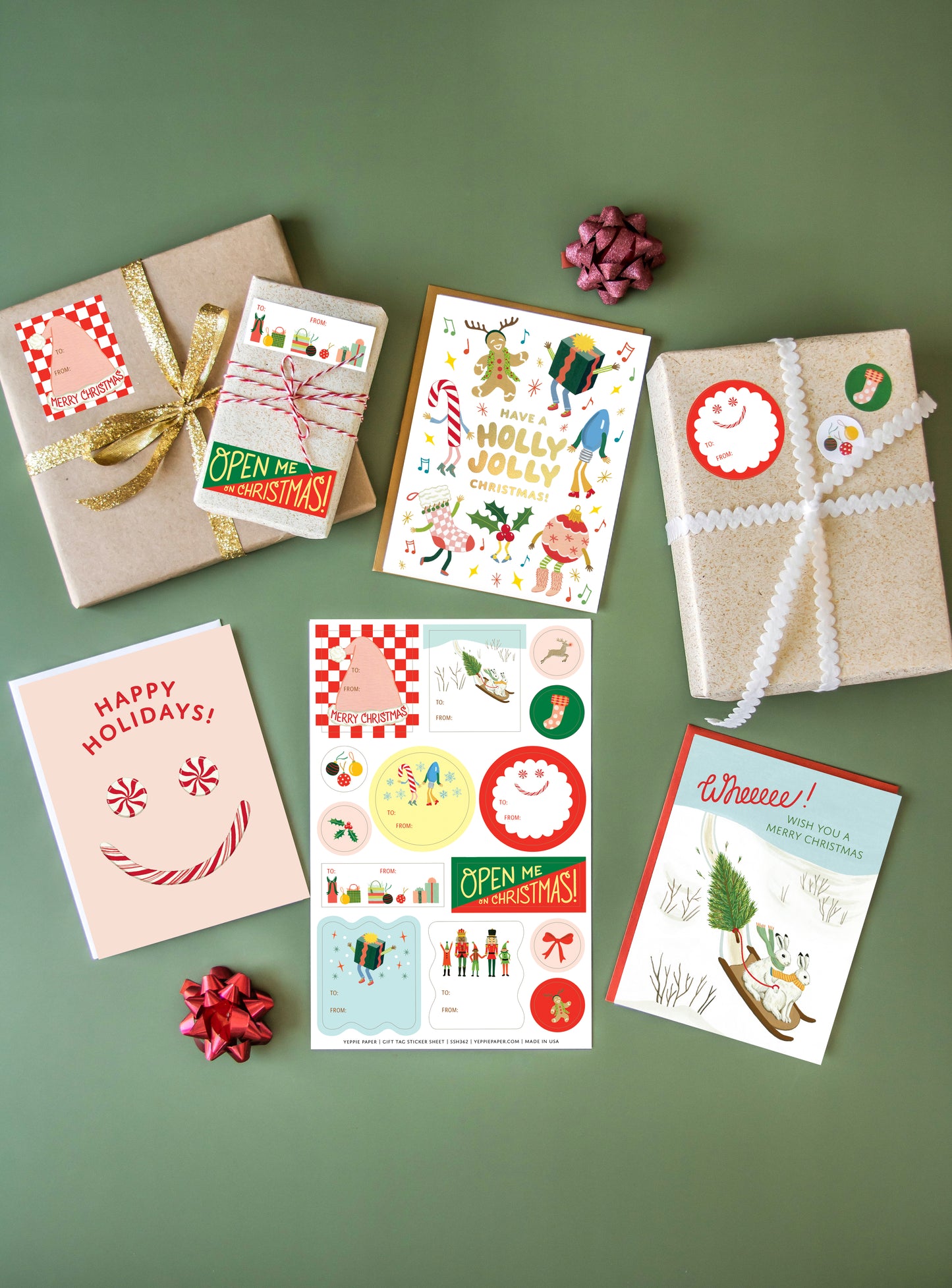 MERRY CHRISTMAS ADHESIVE GIFT TAG STICKER SHEETS - SET OF 3