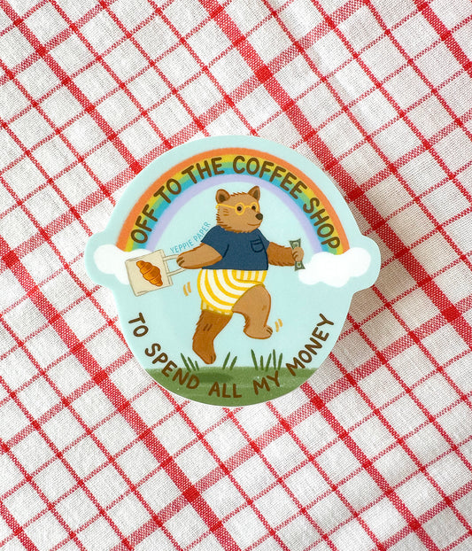 COFFEE SHOP BEAR - DIE CUT STICKER