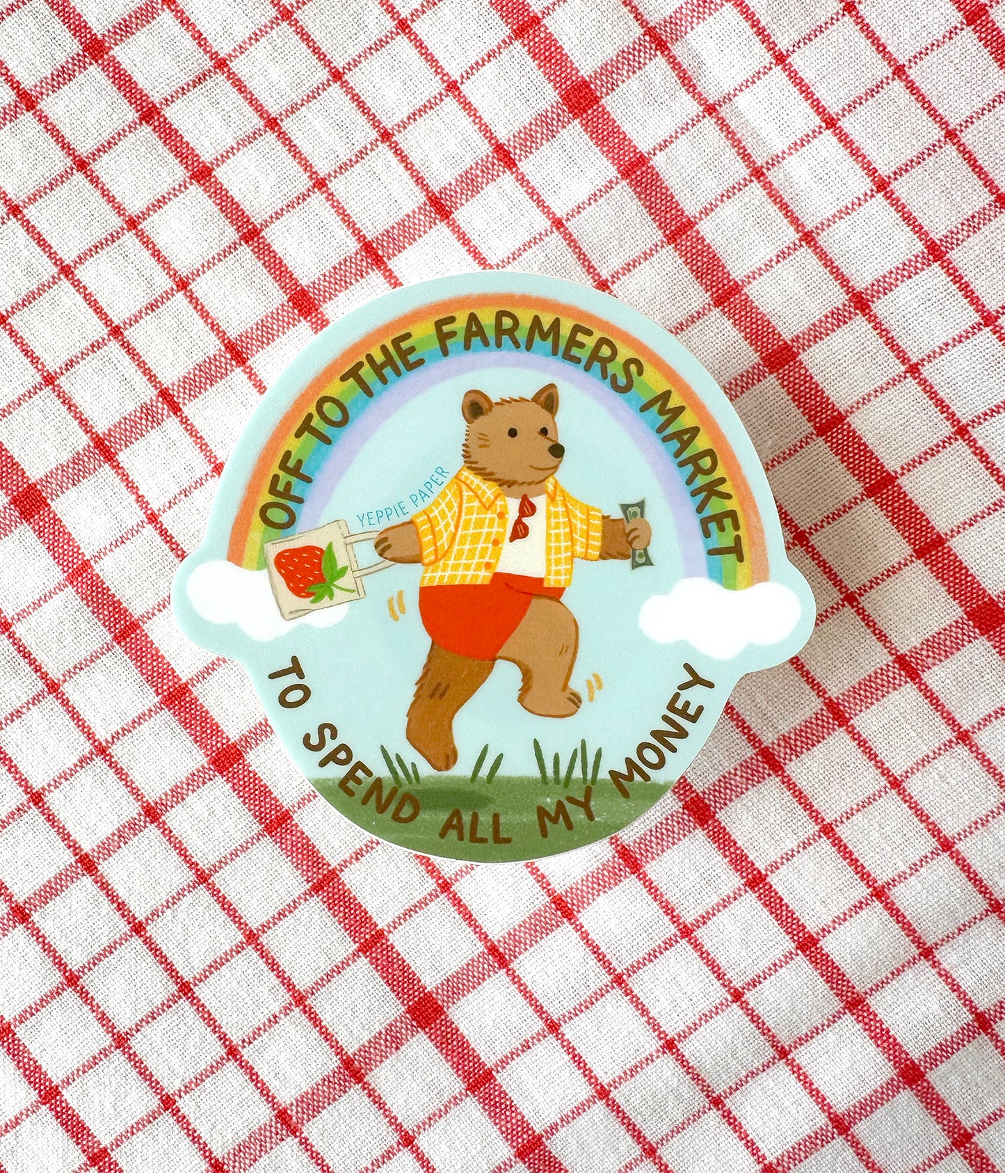 FARMERS MARKET BEAR - DIE CUT STICKER