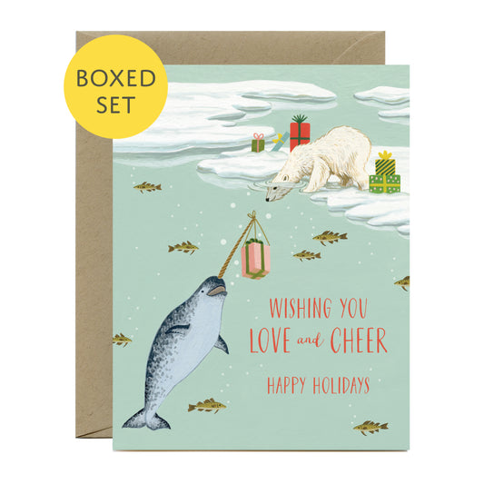 POLAR BEAR & NARWHAL GIFT EXCHANGE - HOLIDAY CARDS, BOXED SET OF 8