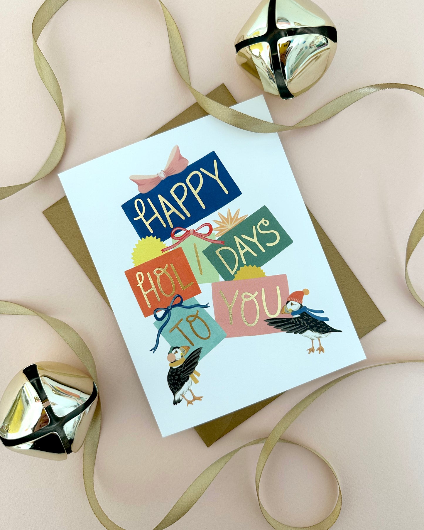 PUFFINS AND PRESENTS - HOLIDAY GREETING CARD