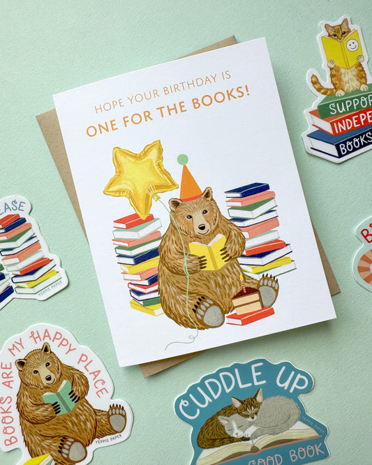 READING BEAR - BIRTHDAY GREETING CARD