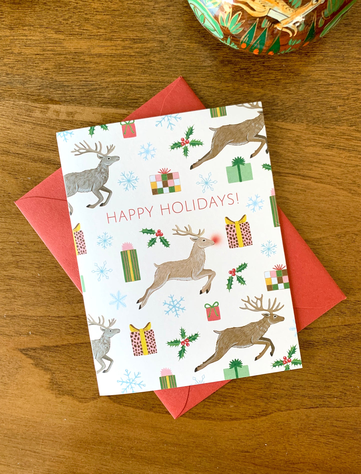 FLYING REINDEER - HOLIDAY GREETING CARDS, BOXED SET OF 8
