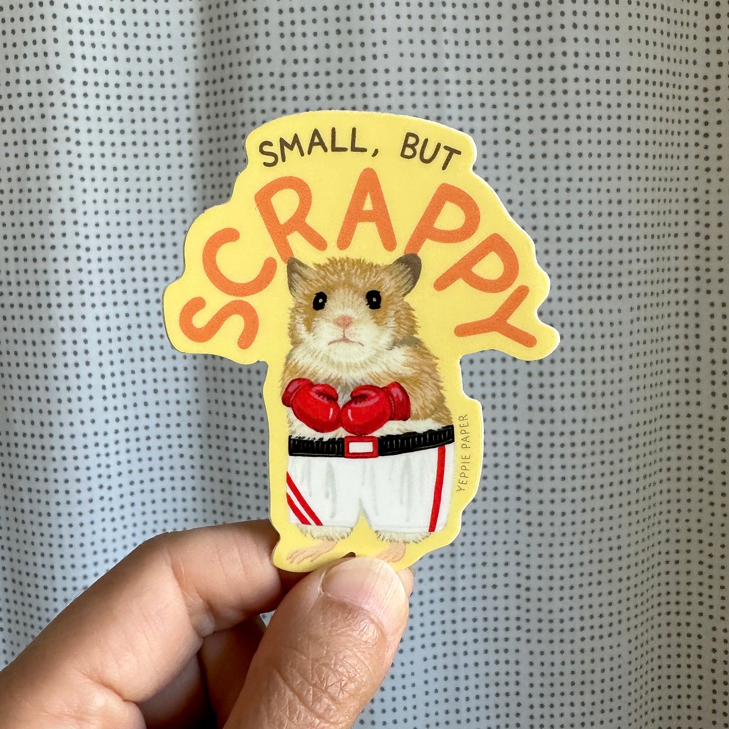SMALL BUT SCRAPPY HAMSTER - DIE CUT STICKER