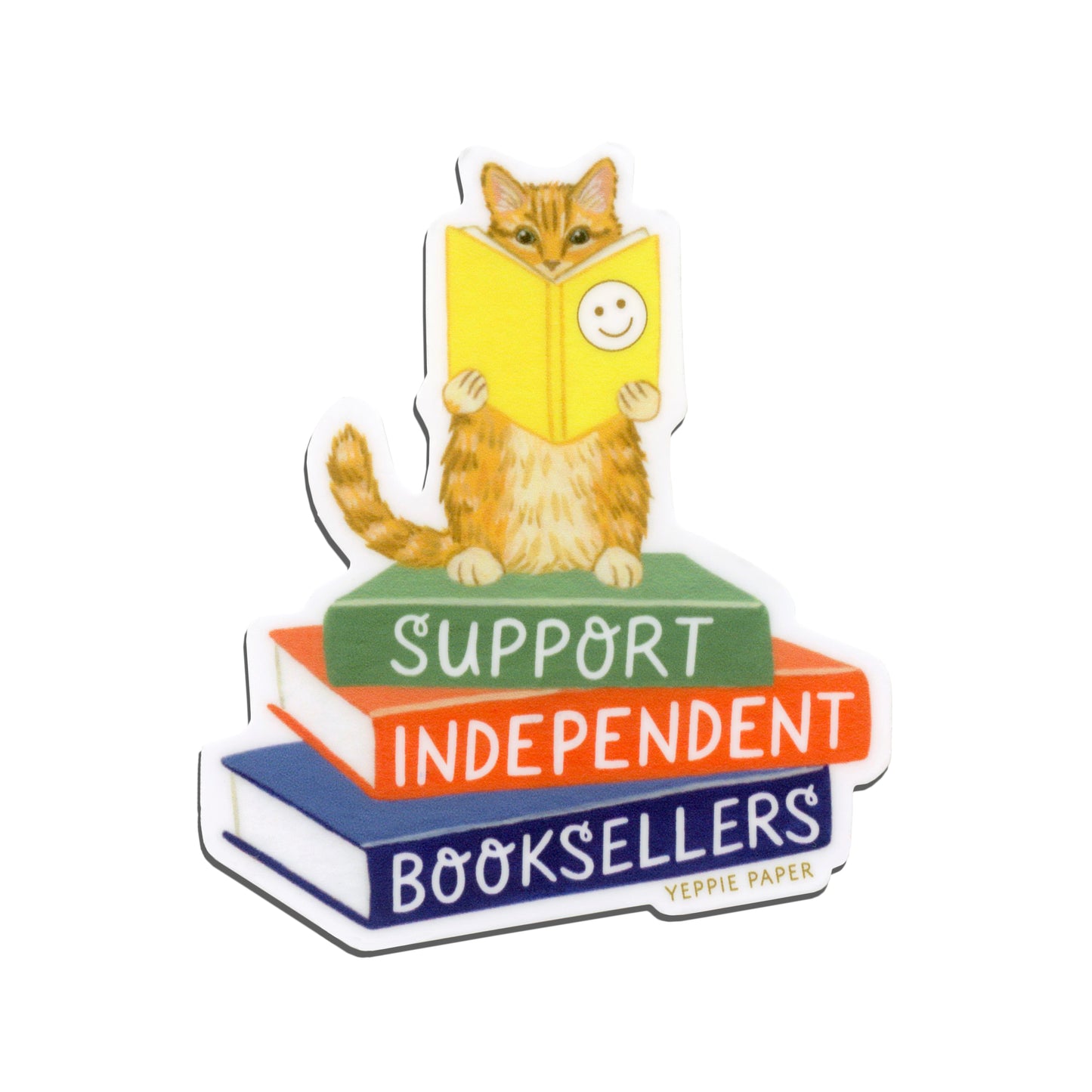 SUPPORT INDEPENDENT BOOKSELLERS CAT - DIE CUT STICKER