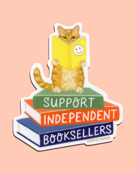 SUPPORT INDEPENDENT BOOKSELLERS CAT - DIE CUT STICKER