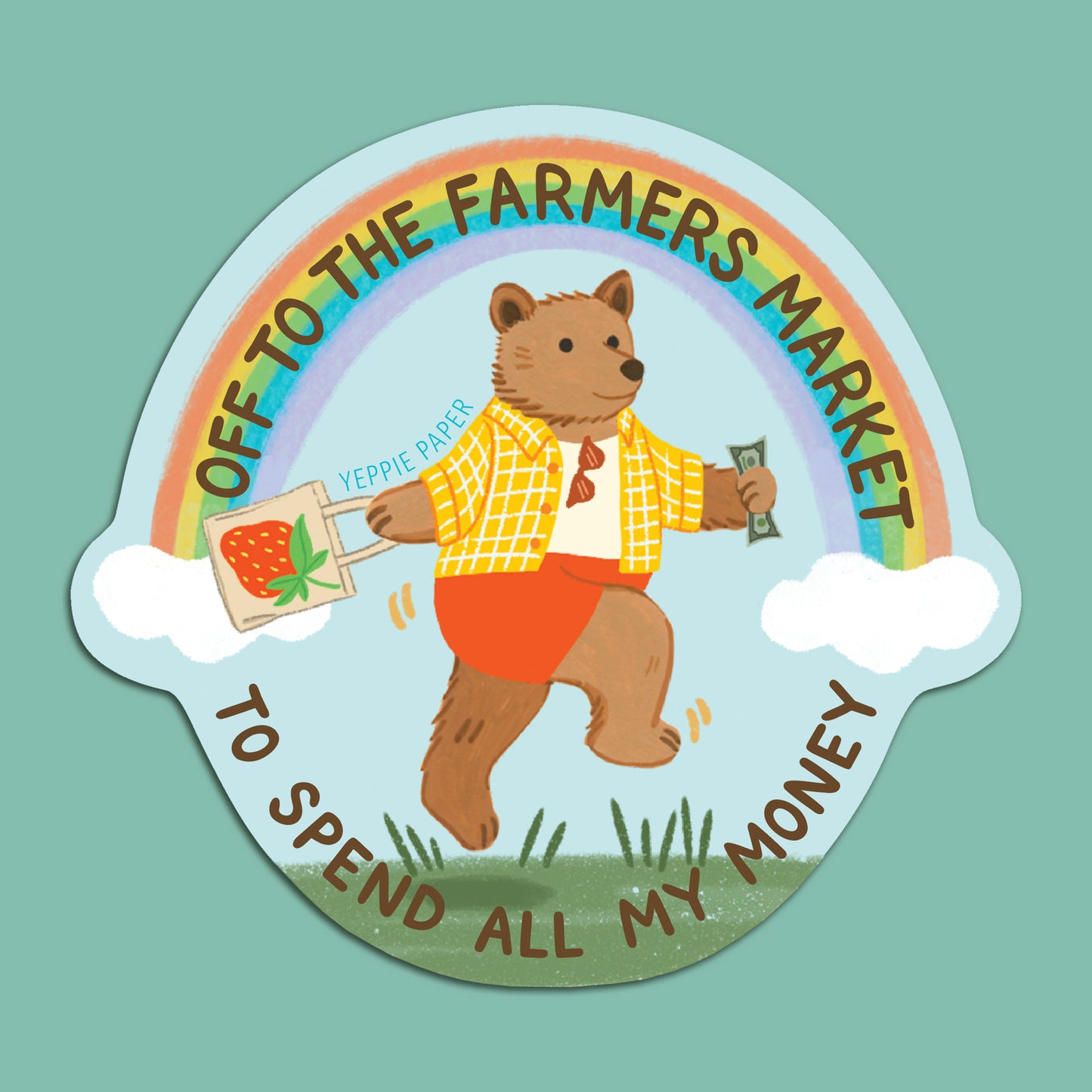 FARMERS MARKET BEAR - DIE CUT STICKER