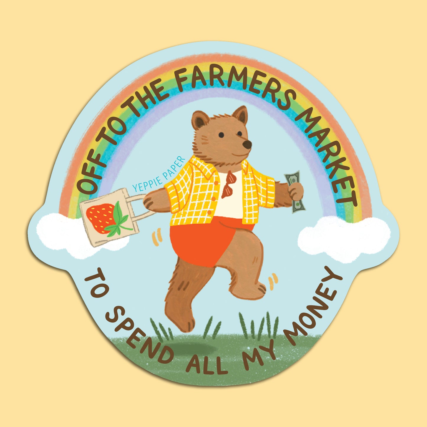 FARMERS MARKET BEAR - DIE CUT STICKER