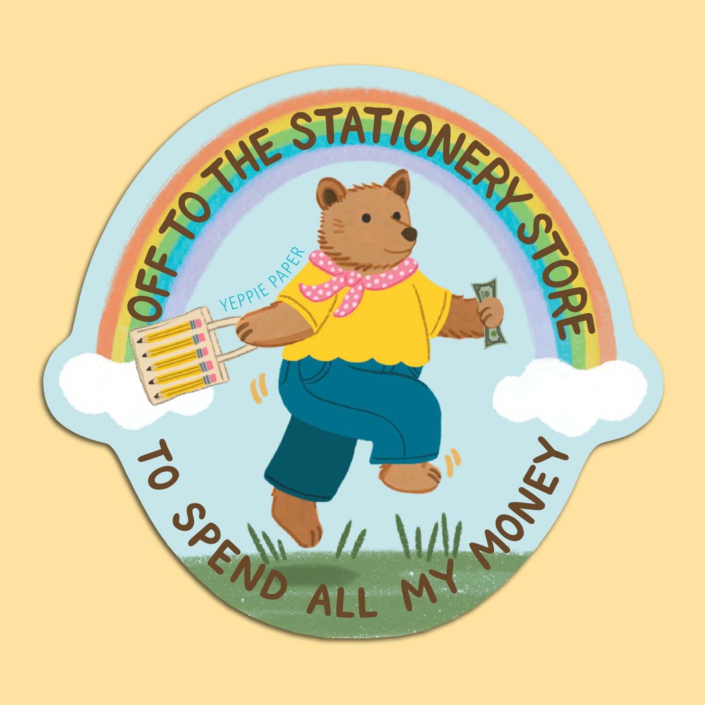 STATIONERY STORE BEAR - DIE CUT STICKER