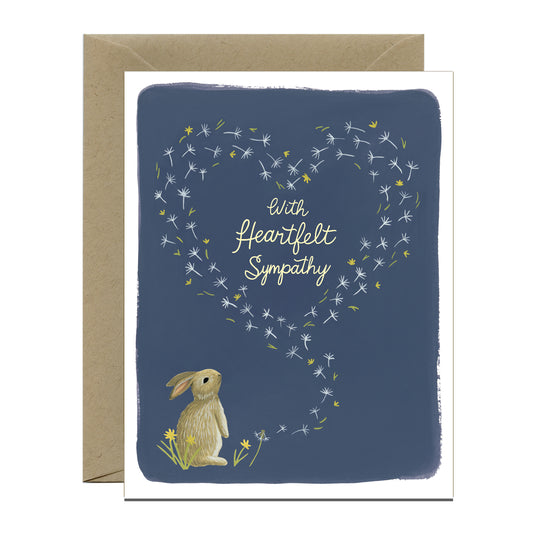 DANDELIONS AND BUNNY - SYMPATHY GREETING CARD