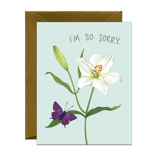 LILY & BUTTERFLY - SYMPATHY GREETING CARD