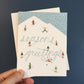 SKIERS ON SNOWY MOUNTAIN - HOLIDAY GREETING CARDS, BOXED SET OF 8