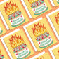 VINTAGE CAKE WITH TOO MANY CANDLES - BIRTHDAY GREETING CARD