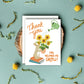 BUNNY HOLDING SUNFLOWERS - TEACHER APPRECIATION GREETING CARD