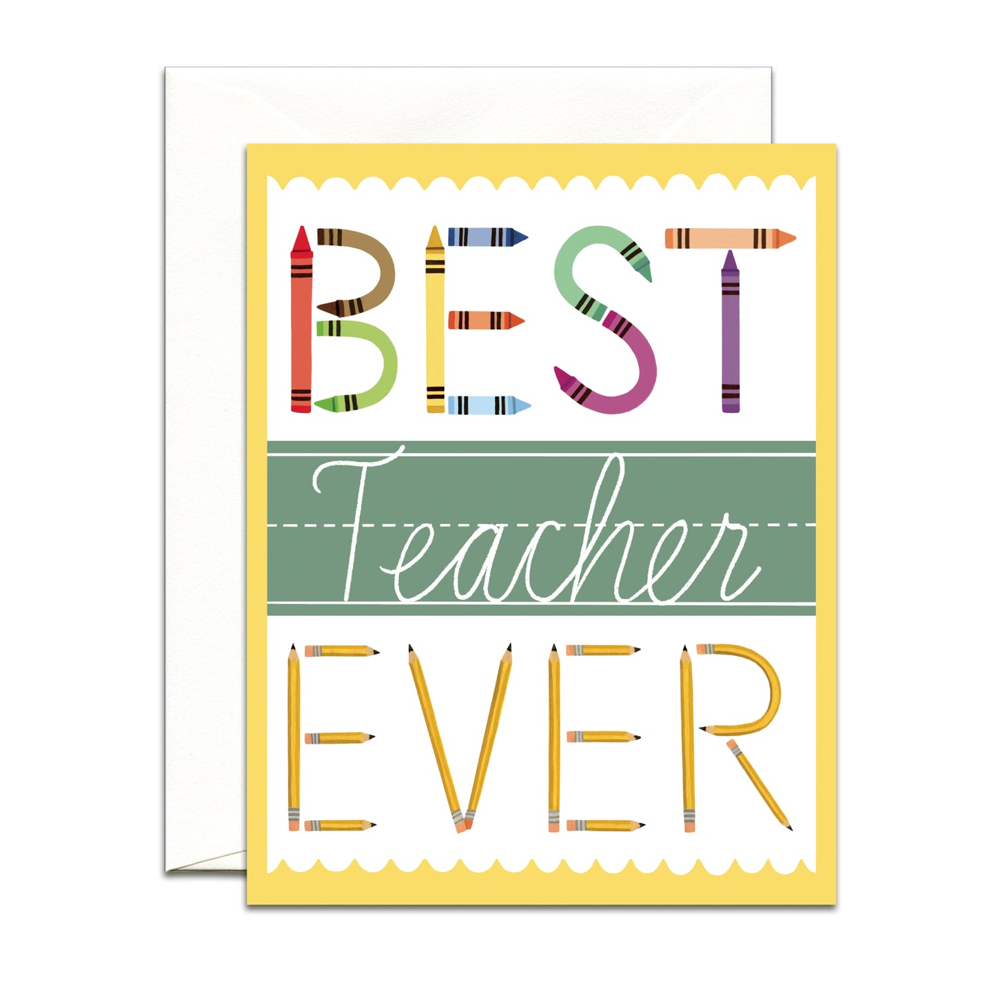 SCHOOL SUPPLIES CHALKBOARD TEACHER - TEACHER APPRECIATION GREETING CARD