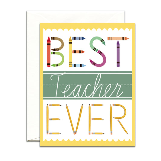 SCHOOL SUPPLIES CHALKBOARD TEACHER - TEACHER APPRECIATION GREETING CARD