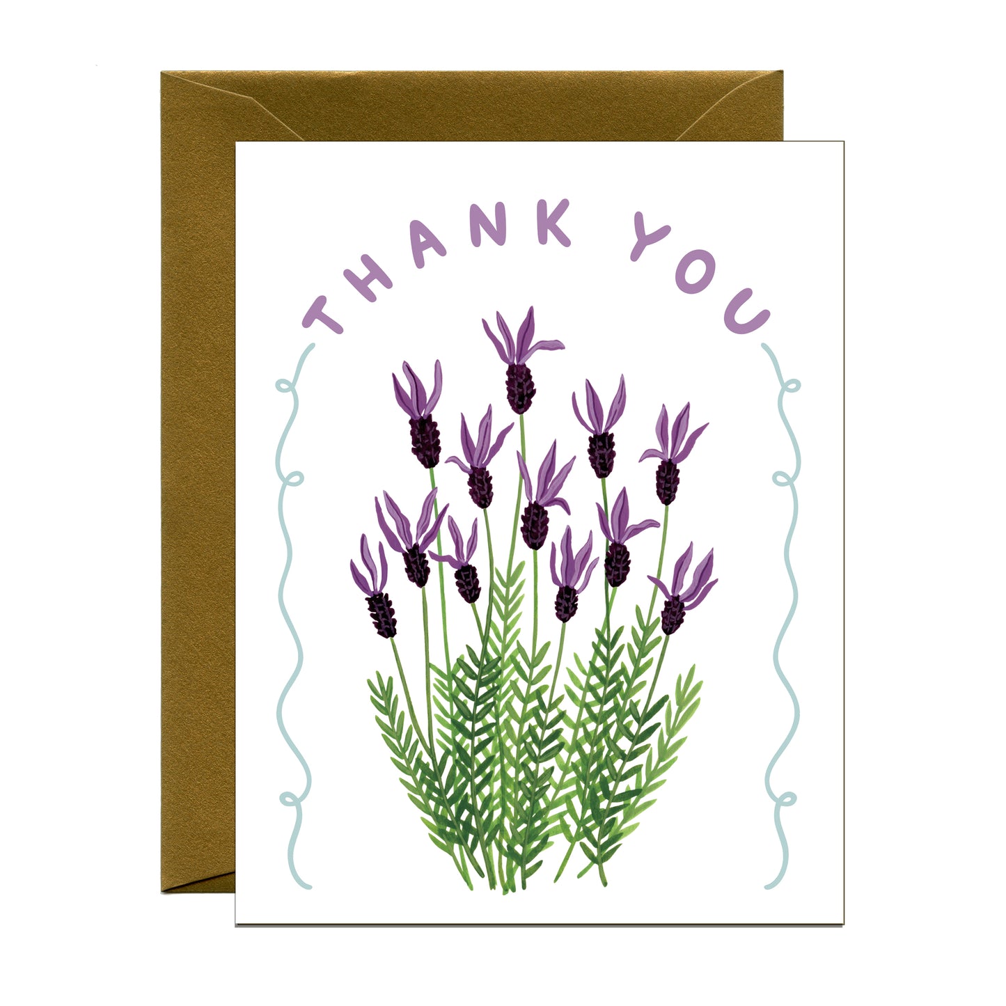 LAVENDER PURPLE FLOWERS THANK YOU GREETING CARD