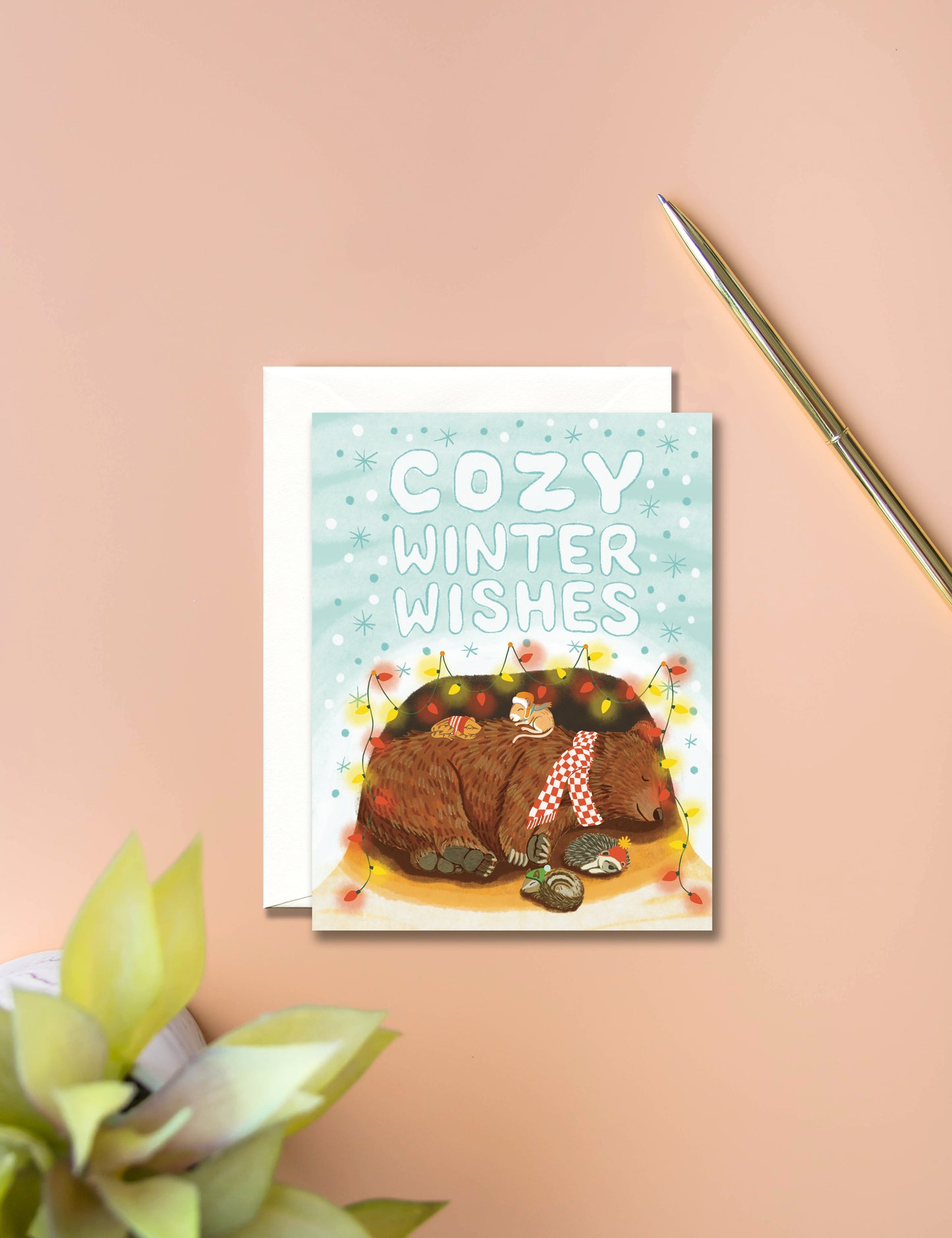 HIBERNATING BEAR & FRIENDS - HOLIDAY GREETING CARD