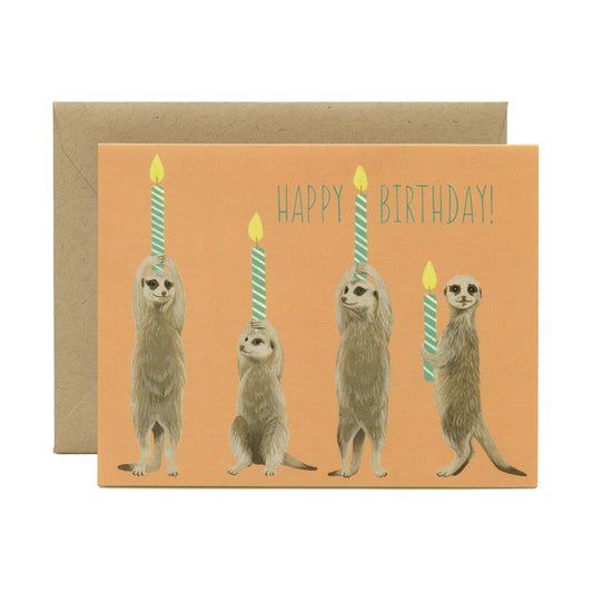 MEERKATS AND CANDLES - BIRTHDAY GREETING CARD