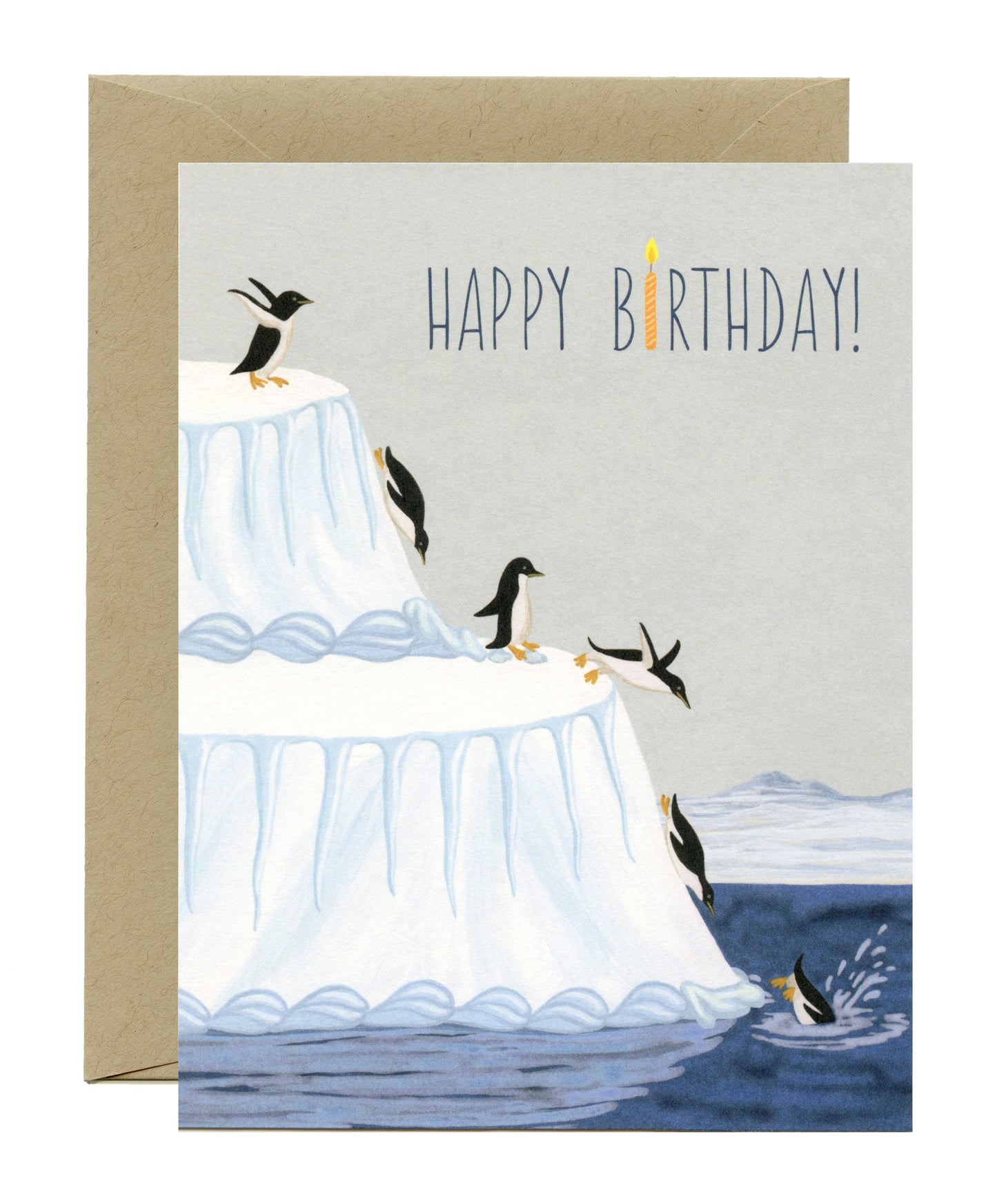 PENGUINS ON AN ICEBERG - BIRTHDAY GREETING CARD