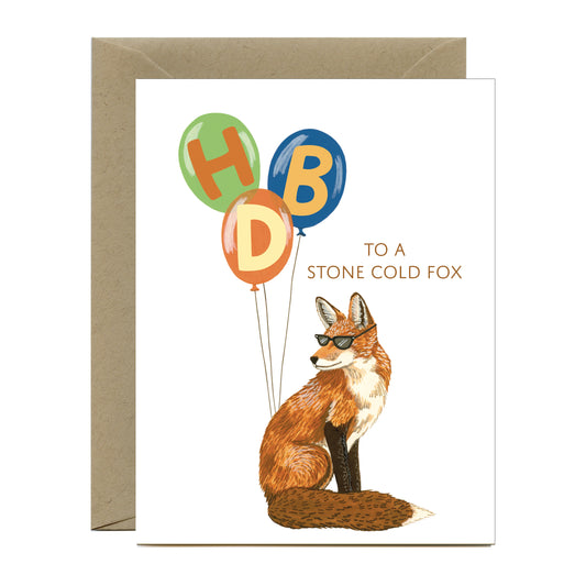 STONE COLD FOX AND BALLOONS - BIRTHDAY GREETING CARD