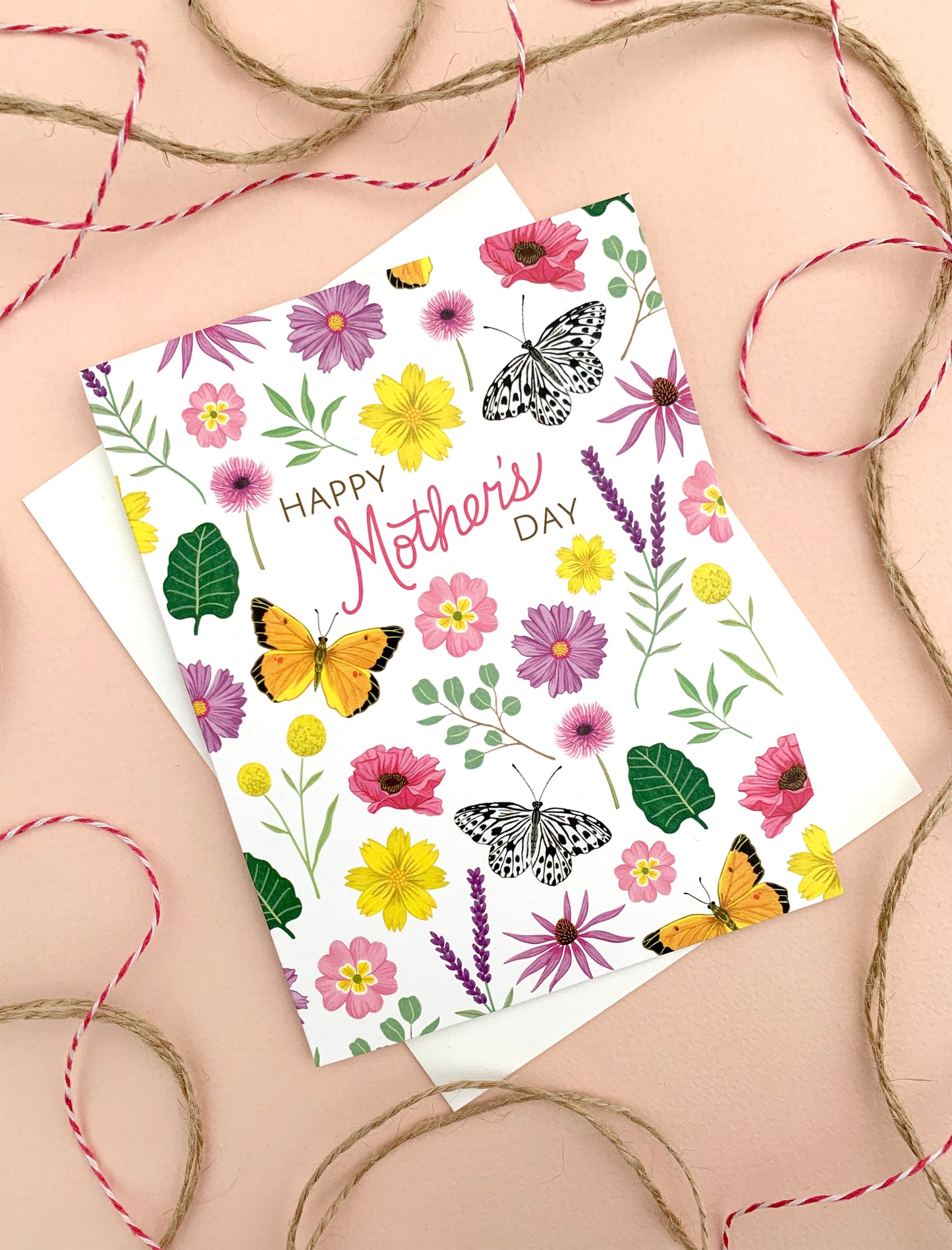 BEAUTIFUL BUTTERFLIES AND FLOWERS - MOTHER'S DAY GREETING CARD