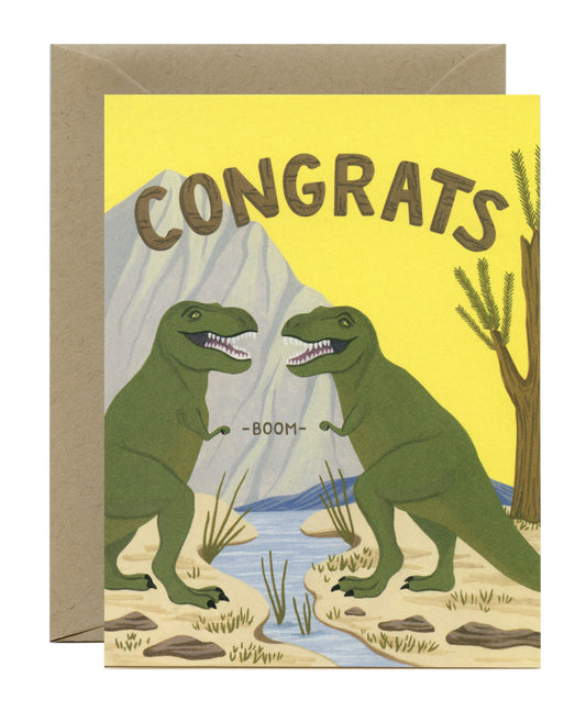 T-REX DINOSAUR FIST BUMP - CONGRATULATIONS GREETING CARD