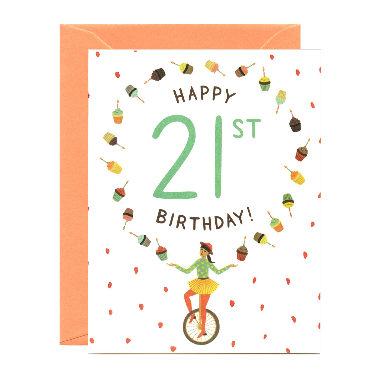 JUGGLER AND CUPCAKES 21ST BIRTHDAY GREETING CARD