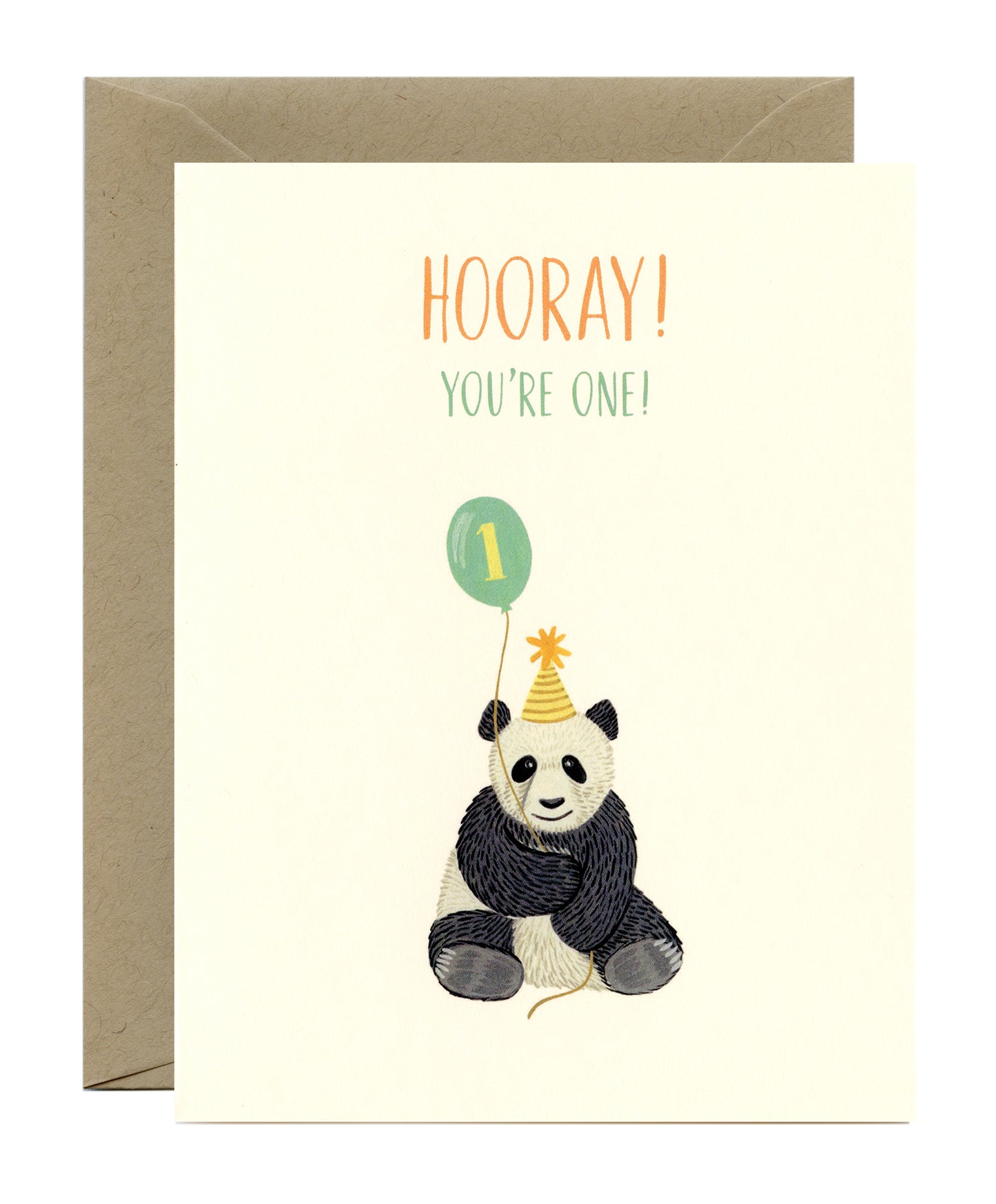 PANDA AND BALLOON FIRST BIRTHDAY GREETING CARD
