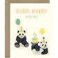 PANDAS, BALLOONS AND CAKE SECOND BIRTHDAY GREETING CARD