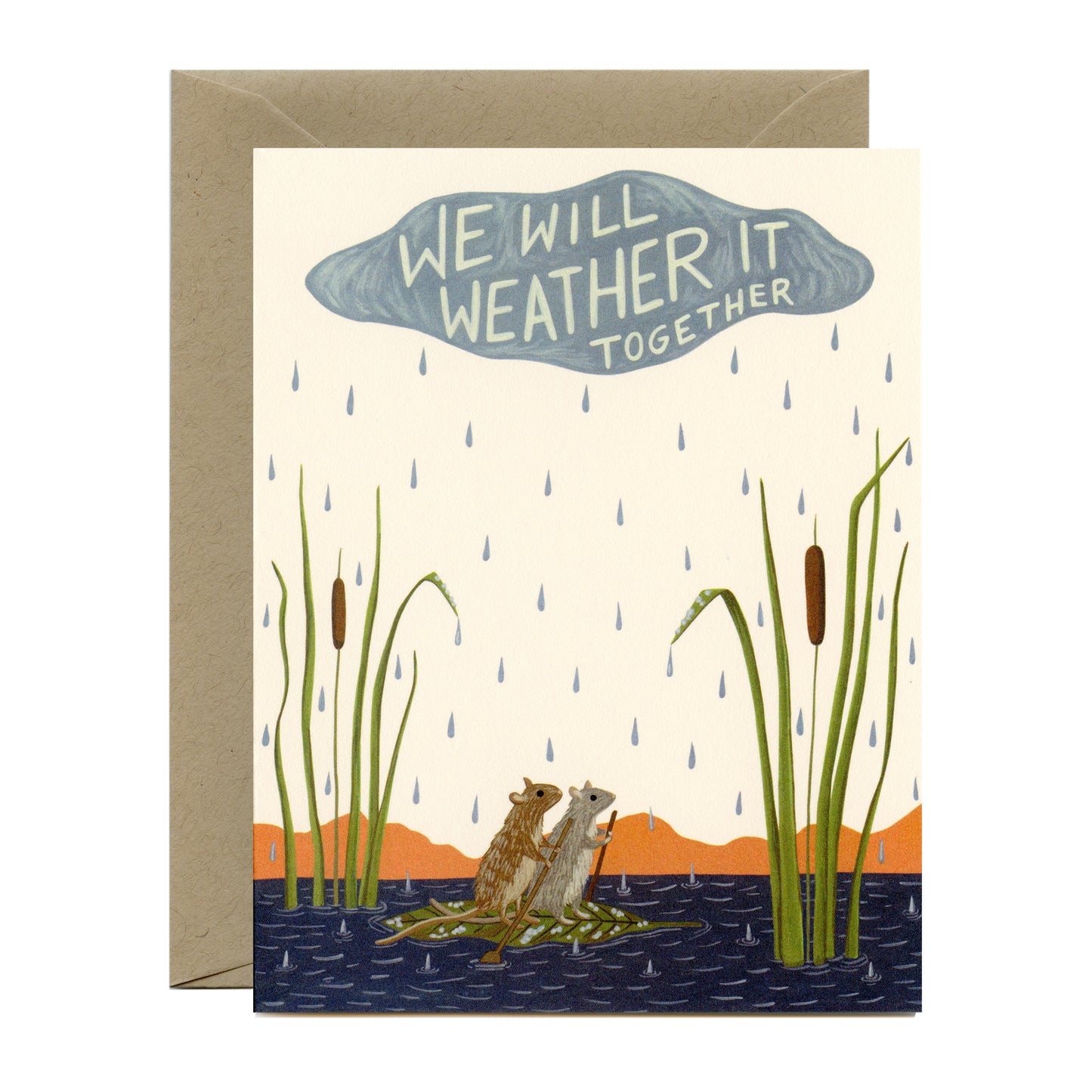 MICE IN THE RAIN - SYMPATHY GREETING CARD