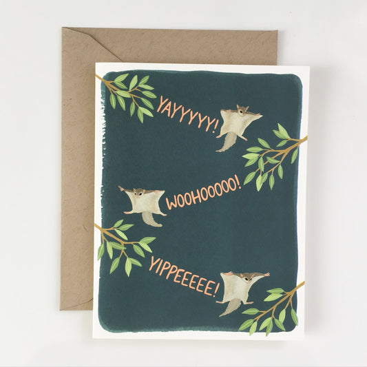 FLYING SQUIRRELS - CONGRATULATIONS GREETING CARD