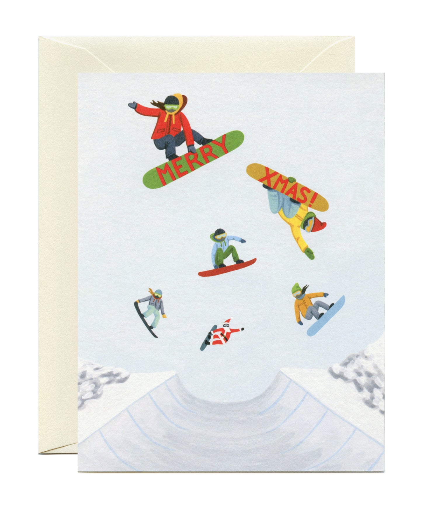 SNOWBOARDERS X-MAS HALF PIPE - HOLIDAY GREETING CARD