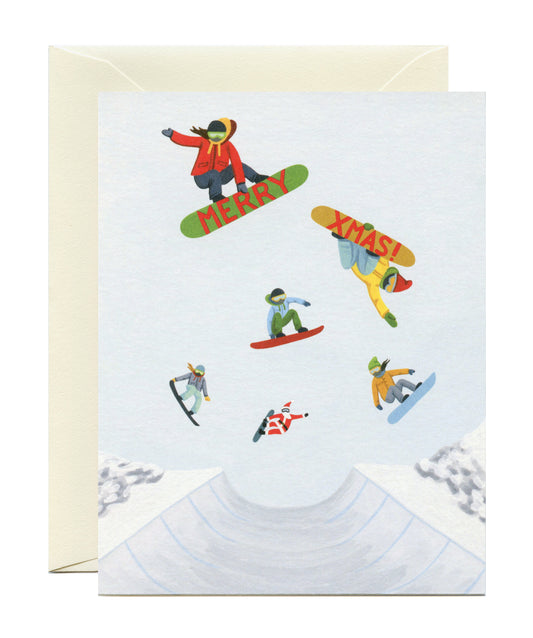 SNOWBOARDERS X-MAS HALF PIPE - HOLIDAY GREETING CARD