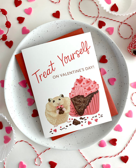 HAMSTER CUPCAKE - VALENTINE'S DAY GREETING CARD