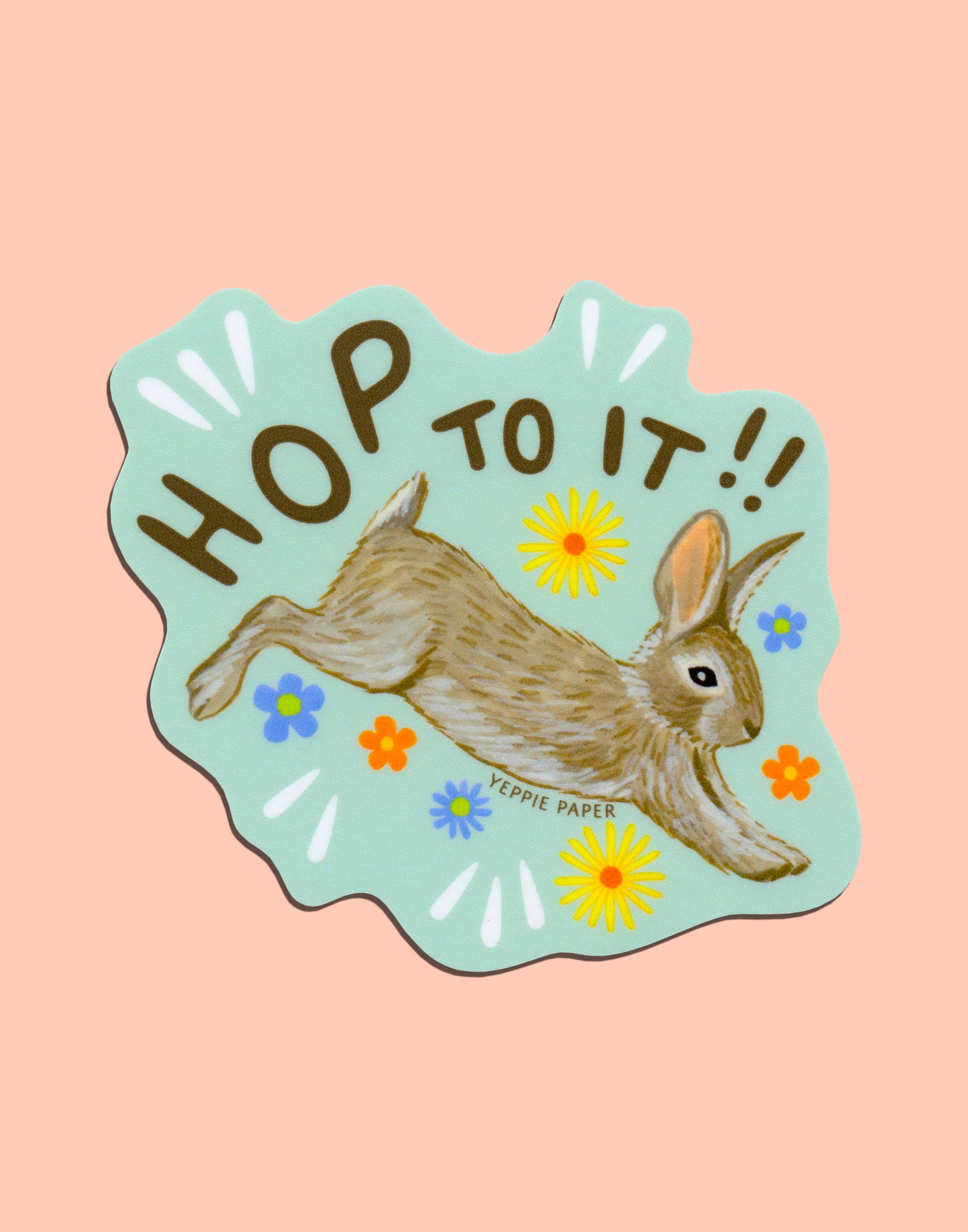 HOP TO IT BUNNY RABBIT - DIE CUT STICKER