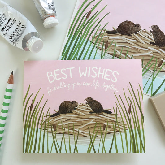 BEAVER BEST WISHES - WEDDING GREETING CARD