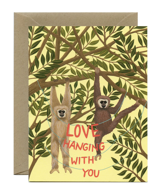 GIBBONS HANGING OUT - LOVE AND FRIENDSHIP GREETING CARD