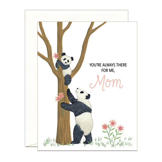 PANDA MOM AND FLOWERS - MOTHER'S DAY GREETING CARD