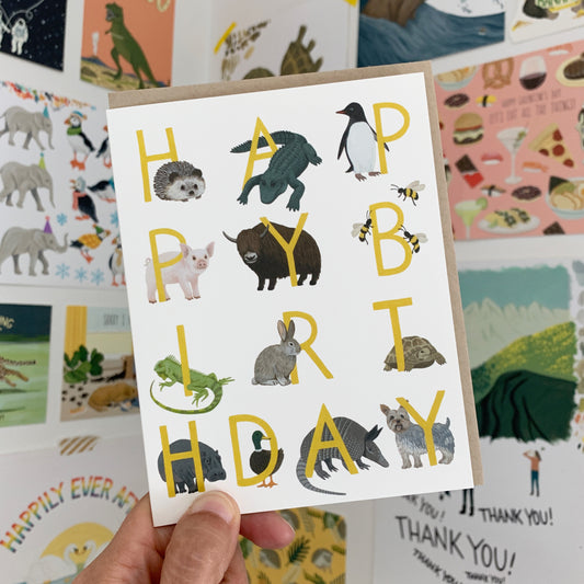 BIRTHDAY MENAGERIE - BIRTHDAY GREETING CARD