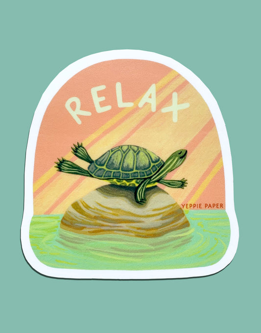 SUNBATHING TURTLE RELAXING - DIE-CUT STICKER