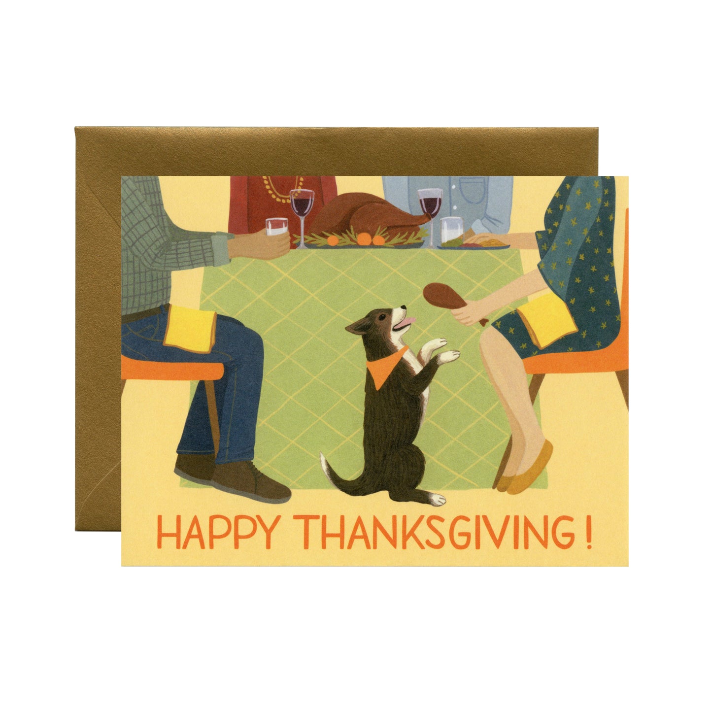 TURKEY LEG AND DOG - THANKSGIVING GREETING CARD