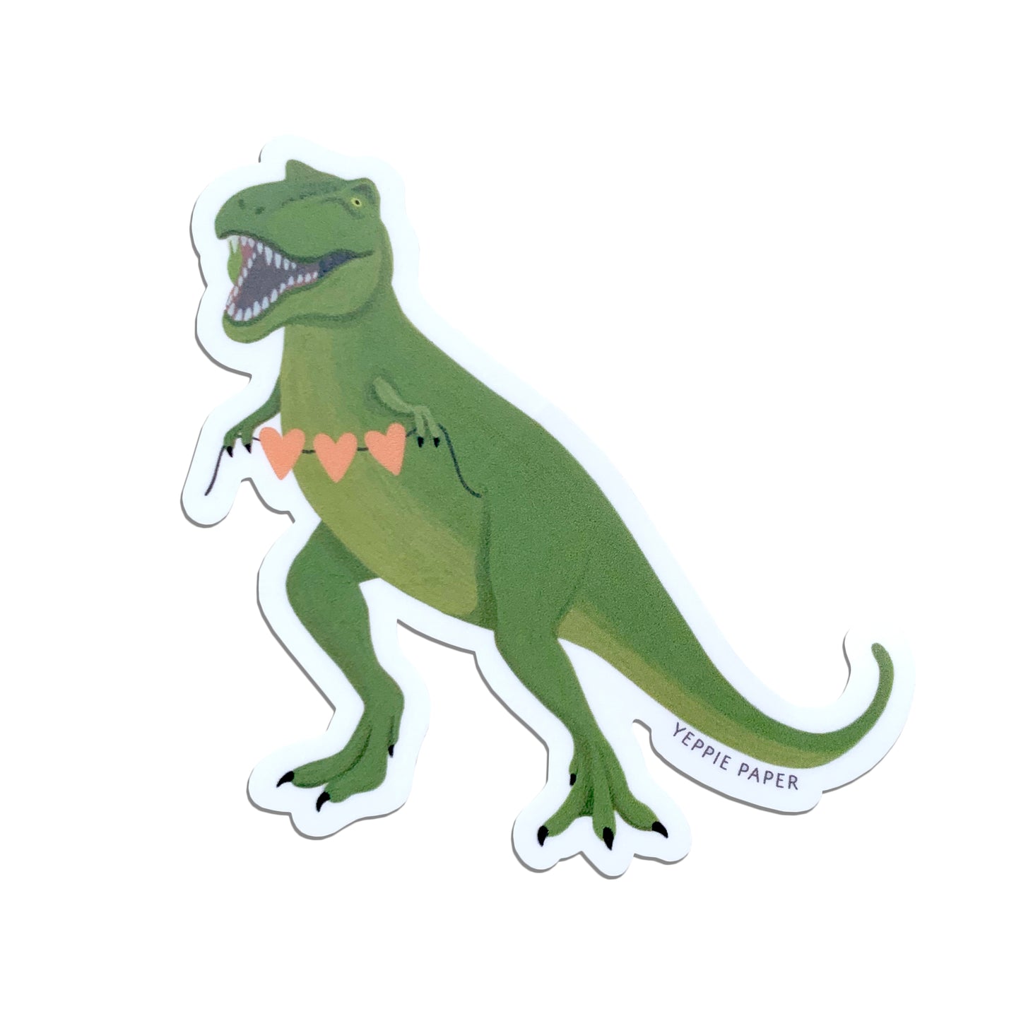 T-REX DINOSAUR AND HEARTS - DIE CUT STICKER