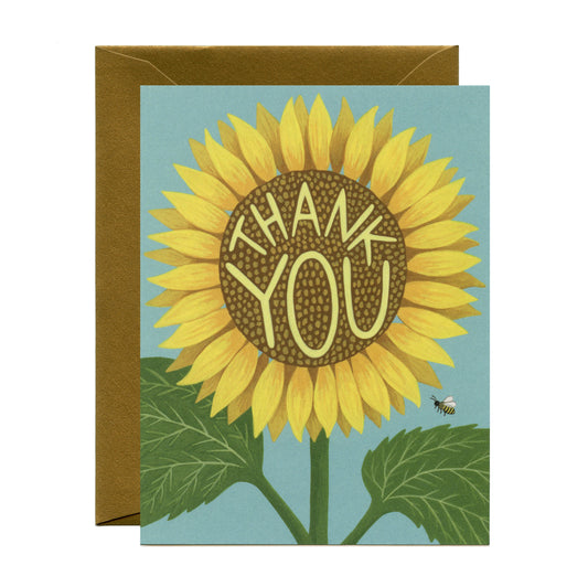 SUNFLOWER AND BUMBLE BEE - THANK YOU GREETING CARD