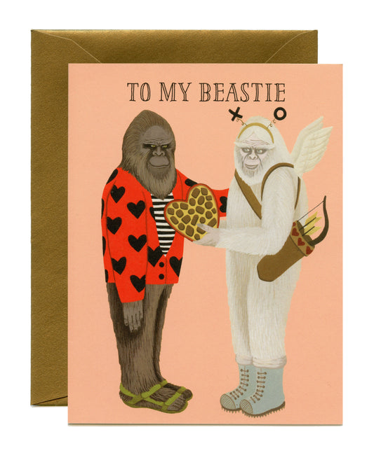 TO MY BEASTIE - BIGFOOT AND YETI - VALENTINE'S DAY GREETING CARD