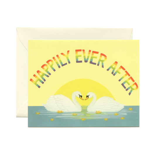 RAINBOW SWANS - WEDDING GREETING CARD
