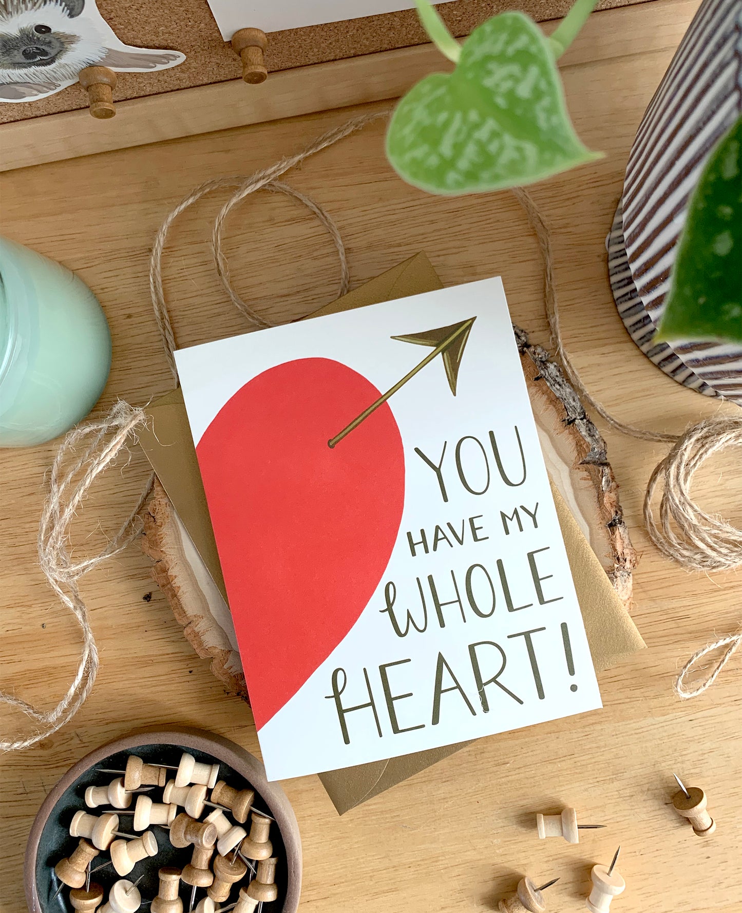 WHOLE HEART AND CUPID'S ARROW - VALENTINE'S DAY GREETING CARD