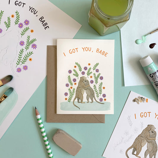 HUGGING MEERKATS - SYMPATHY GREETING CARD